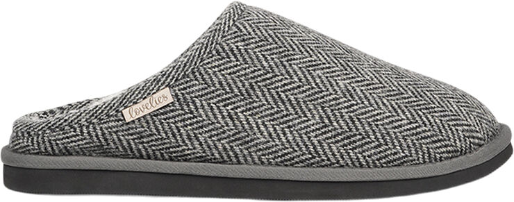 Lovelies DARWIN WOOL - OPEN WOOL SLIPPERS WITH SHEARLING LINING Black/white