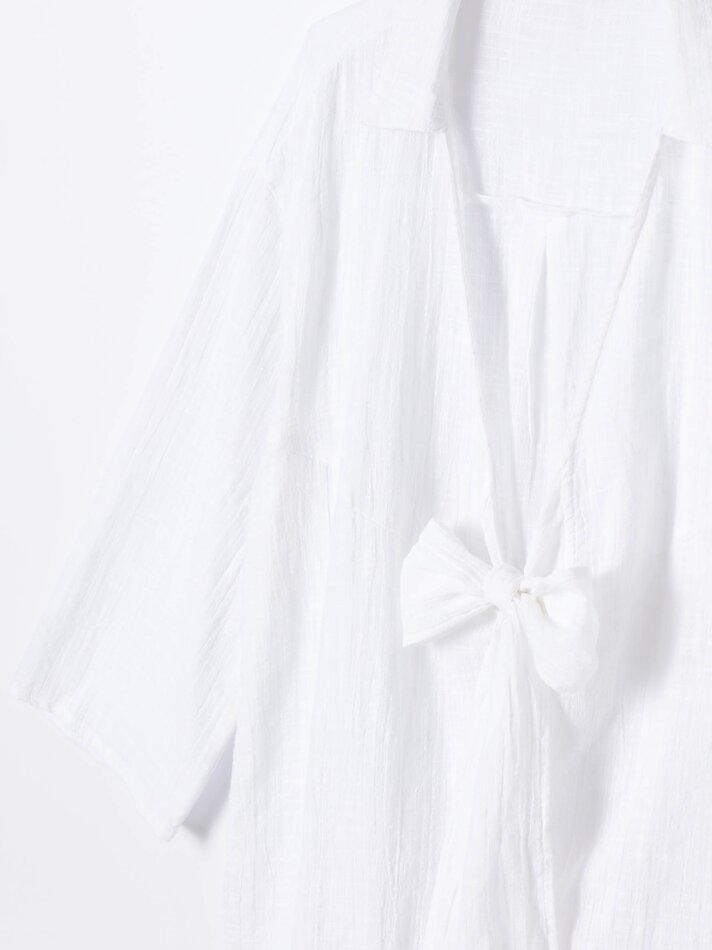 Caftan com nó frontal - Branco
