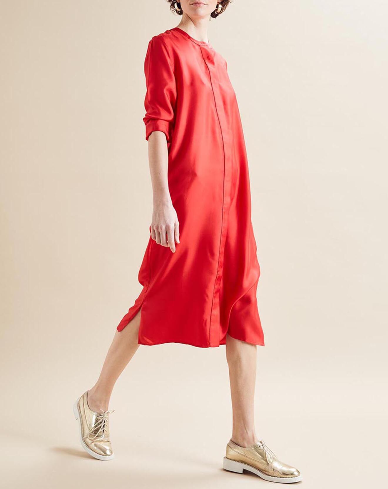 Chloé Stora Robe satinée 100% Soie Roya rouge