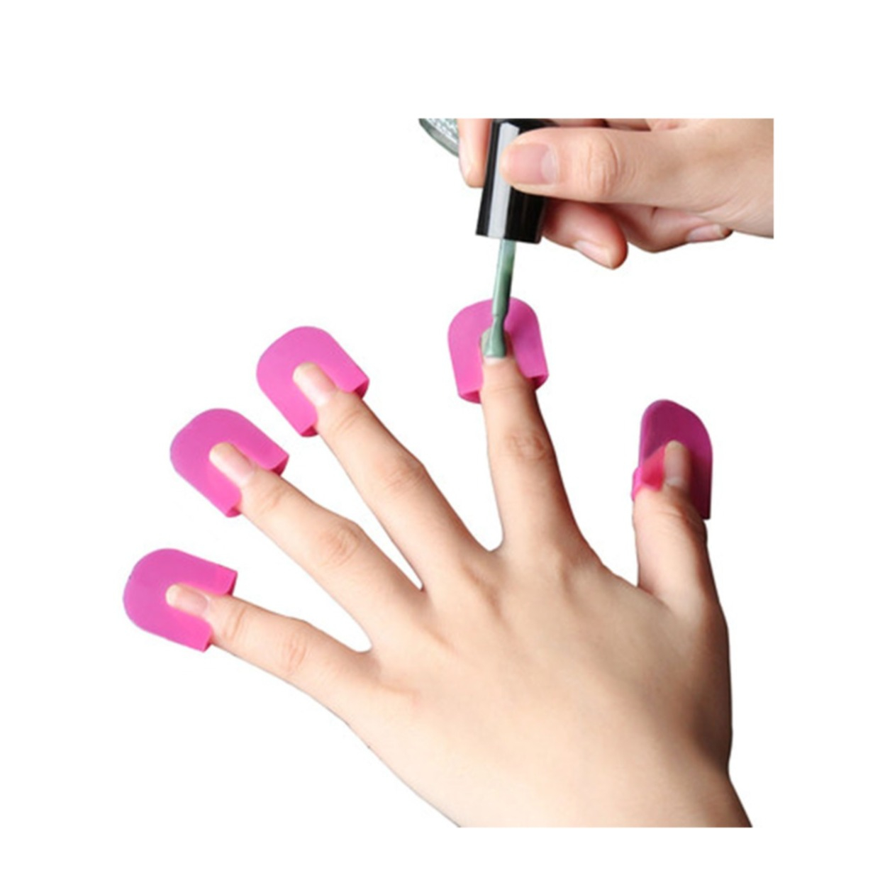 (26er Set) Nagellack Schablone Finger Schutz für die Maniküre 10 Grössen - Pink