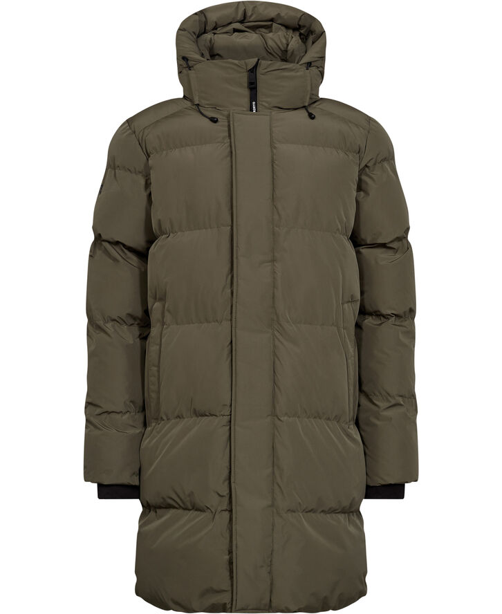 Superdry HOODED SPORTS PUFFER MID JKT Dusty olive green