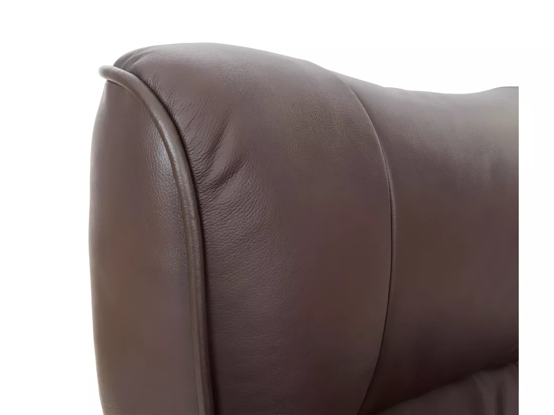 Fauteuil relax Edmonton avec pouf, marron, nature