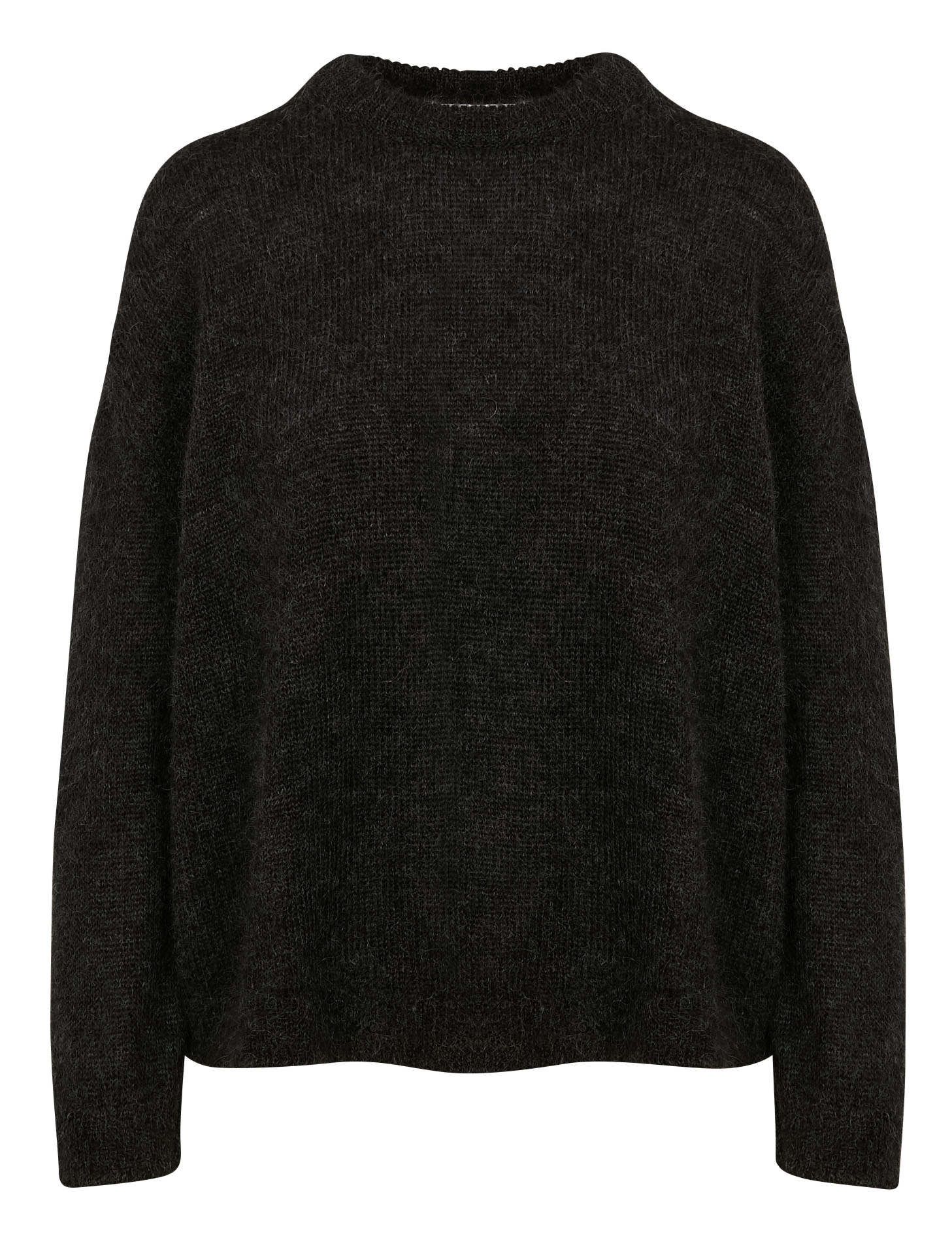 EVANNA - Pull ample col rond en mohair mélangé | Noir