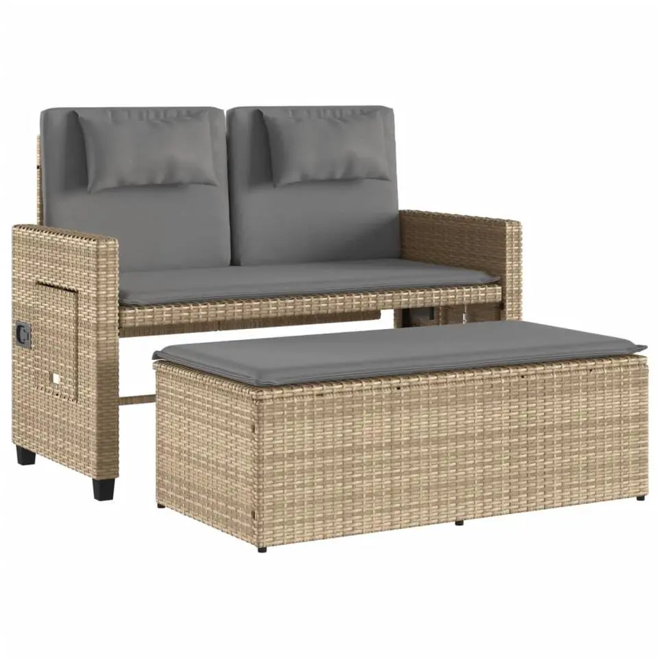 vidaXL - Tuinbank - Beige - Poly rattan