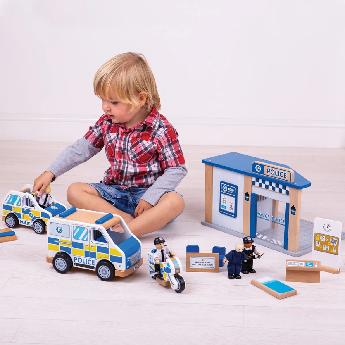 Tidlo Jouet Voiture de Police en Bois