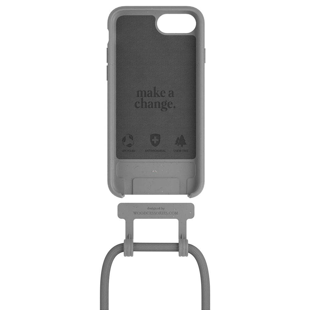 iPhone SE (2022/2020) / 8 / 7 / 6S Necklace ChangeCase Antimikrobielle Hülle Vegan Abbaubar   Abnehmbare Handykette CHA002 - Cool Grey