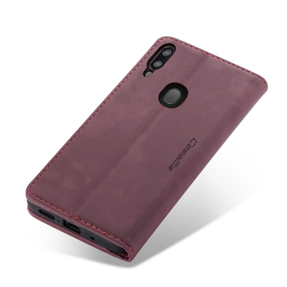 Samsung Galaxy A40 Leder Tasche Flip Wallet Etui mit Kartenfächern - Weinrot