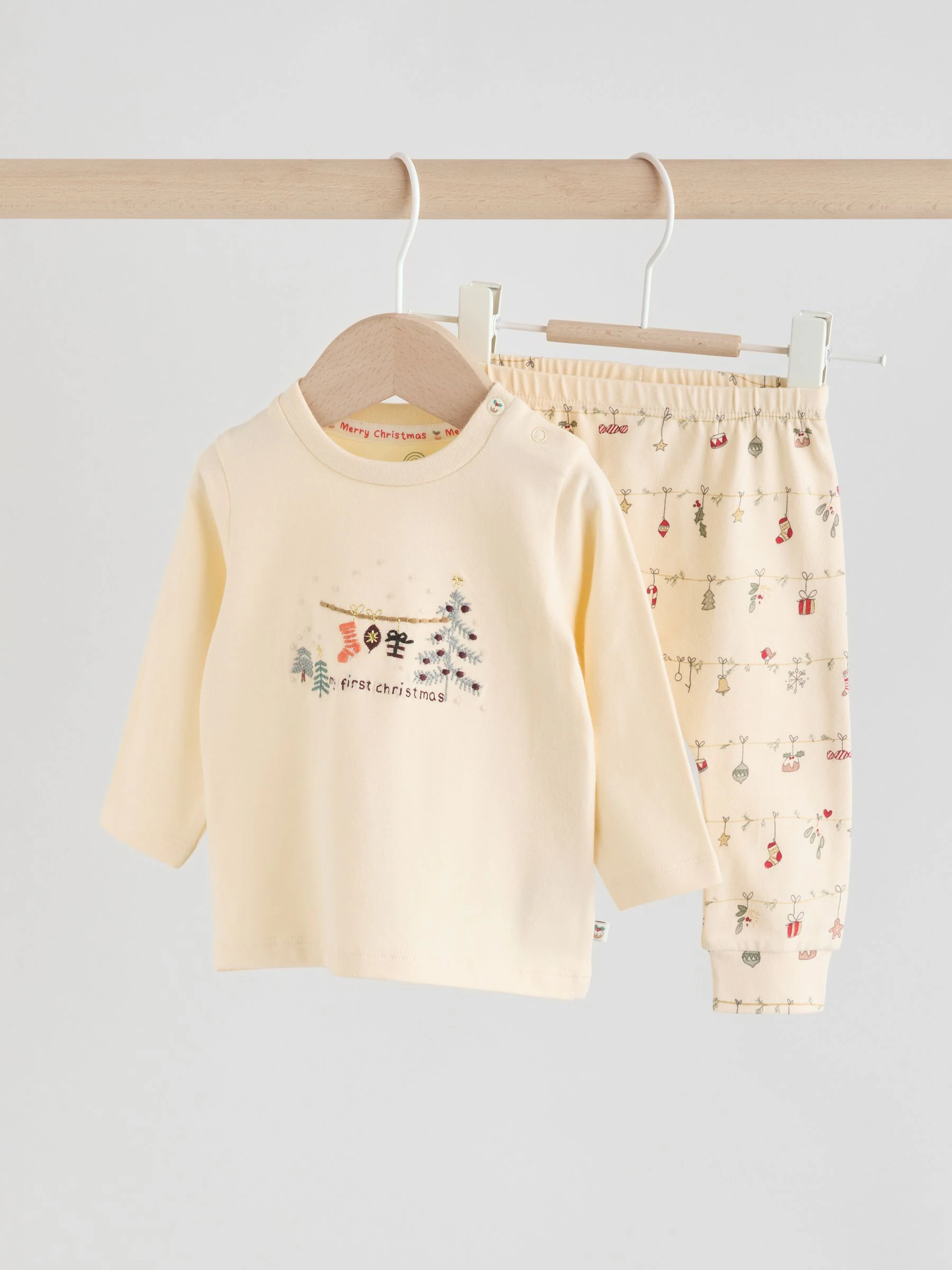 Crème - My First Baby Christmas T-Shirt and Leggings Set (0-18mths)