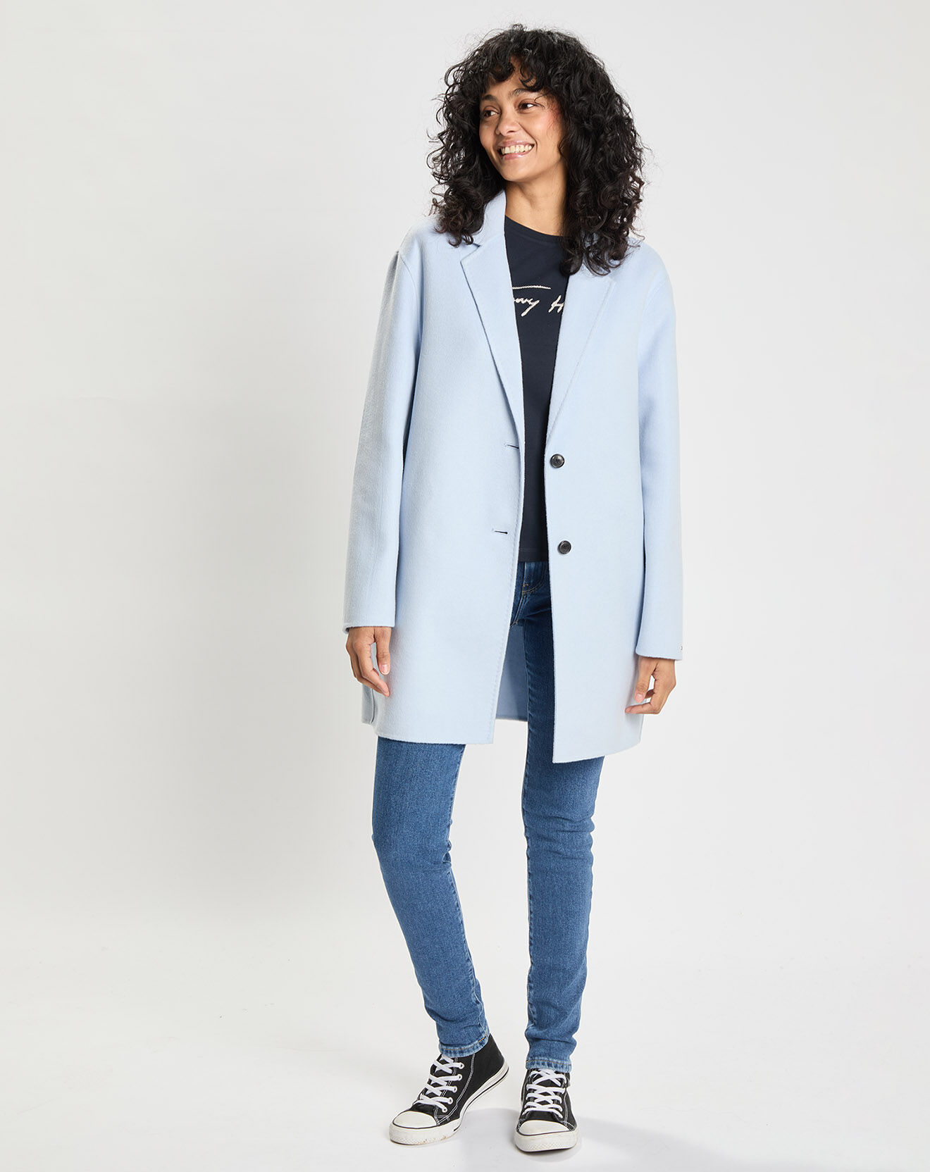 Tommy Hilfiger Manteau en laine double face mélangée  bleu clair