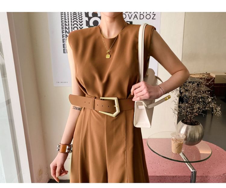 Arabesquito - Mouwloze jumpsuit met ronde hals en wijde pijpen