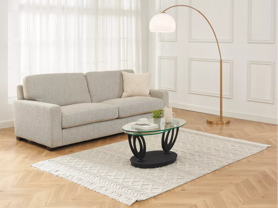 Table basse avec plateaux pivotants en verre trempé et métal - Transparent et Noir - MAYANI de Maison Céphy