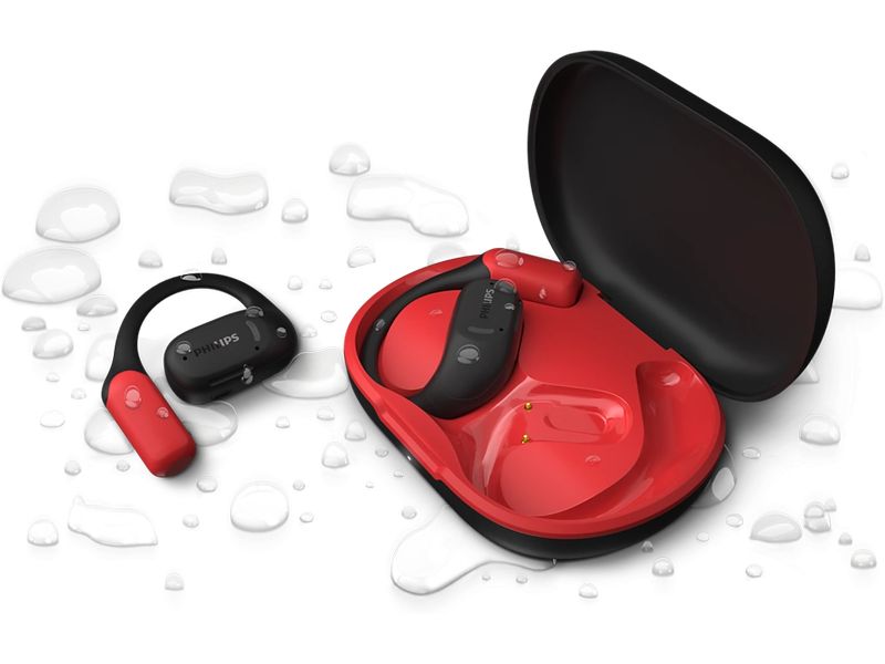 Philips True Wireless Open-Ear TAA6709BK Rot; Schwarz True Wireless Open-Ear Sport-Kopfhörer