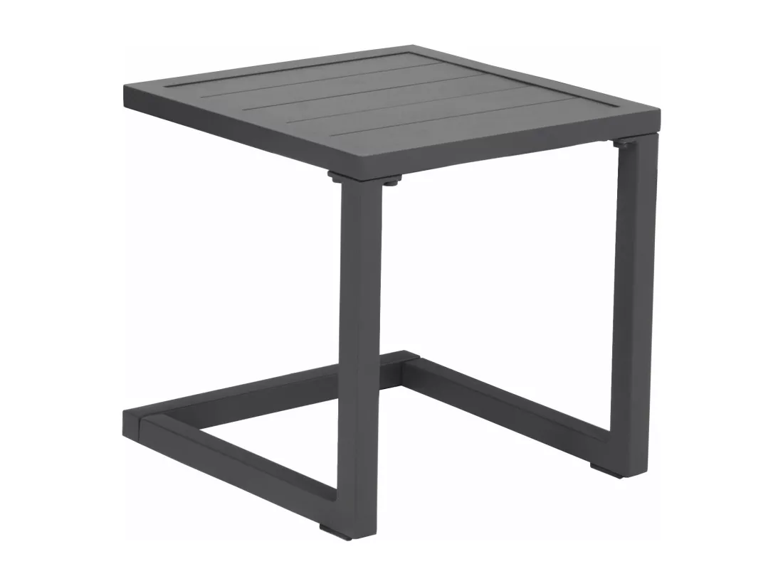 Set bain de soleil et table d'appoint BARBADOS en textilène noir - aluminium gris anthracite - HAPPY GARDEN