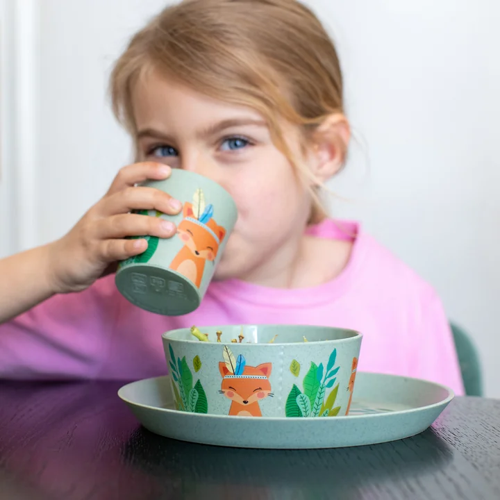 Koziol - Connect Kinder-Geschirrset Africa, organic yellow (3er-Set)