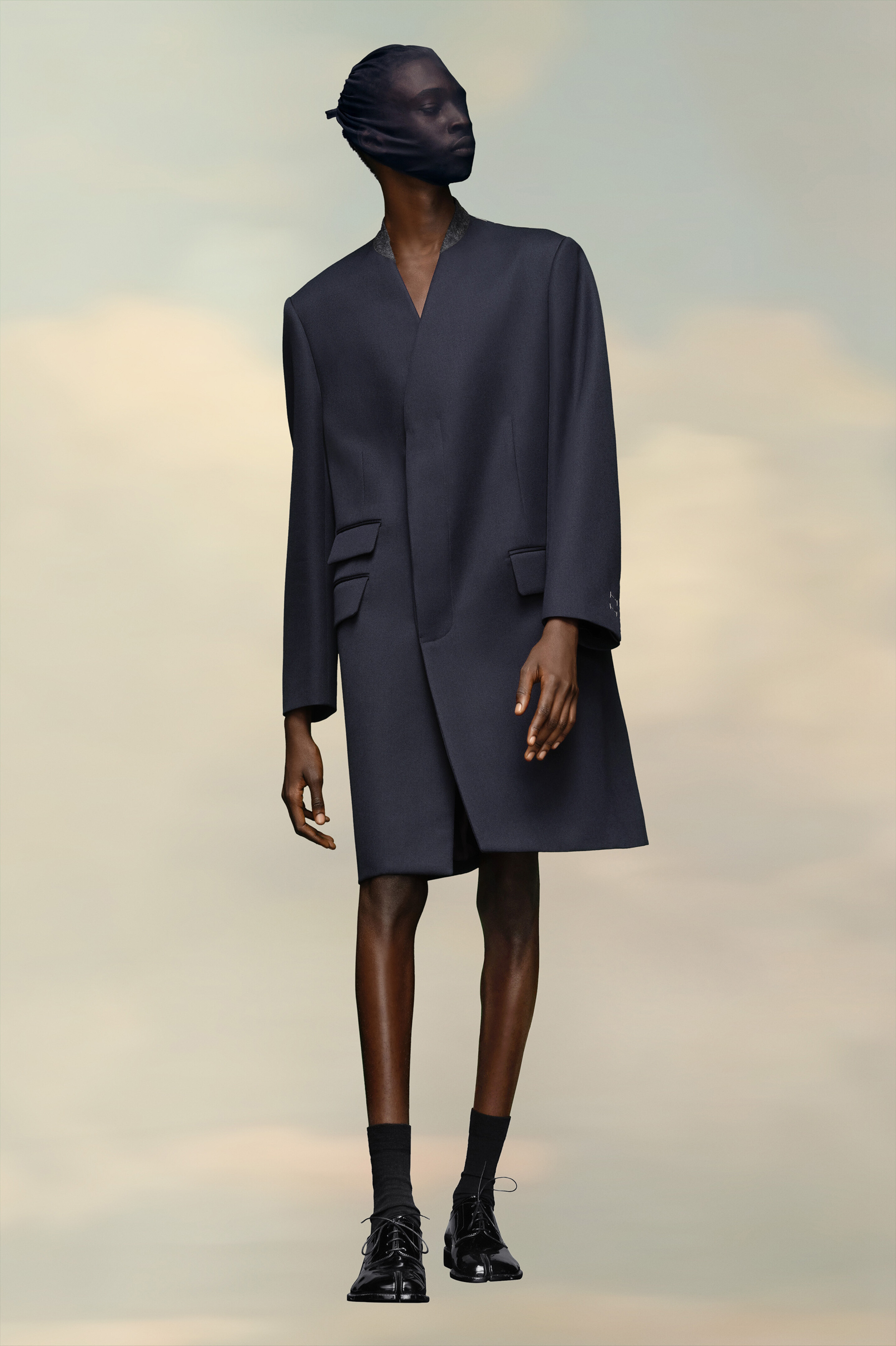 Manteau en cavalerie de laine Bleu Navy