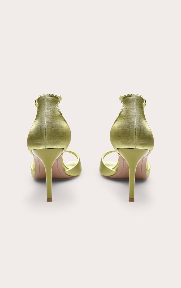 Vert Sandales À Talons Minimalistes À Bout Carré Imprimé Synthétique