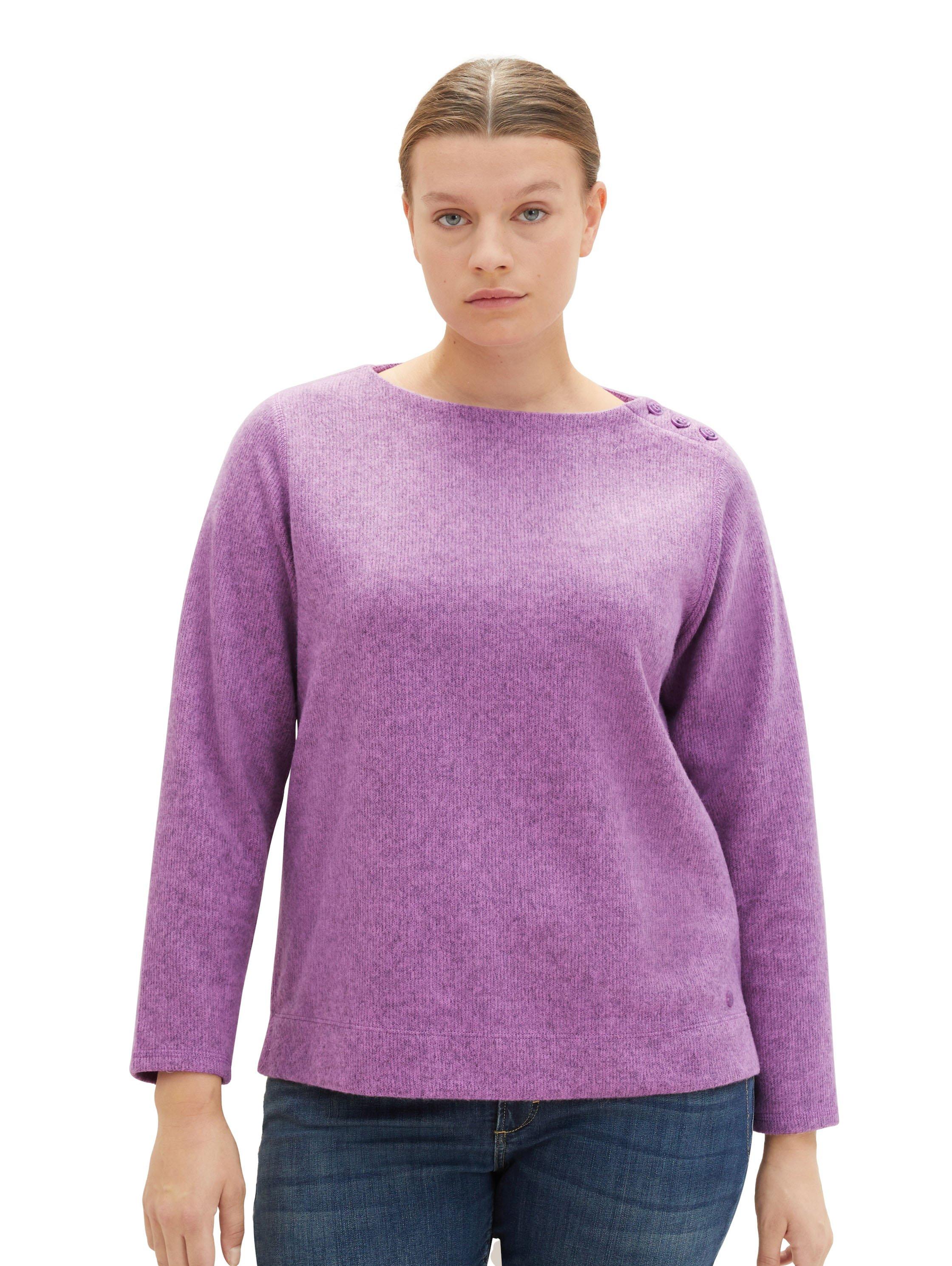 Sweatshirt mit Zierknöpfen am Rundhalsausschnitt