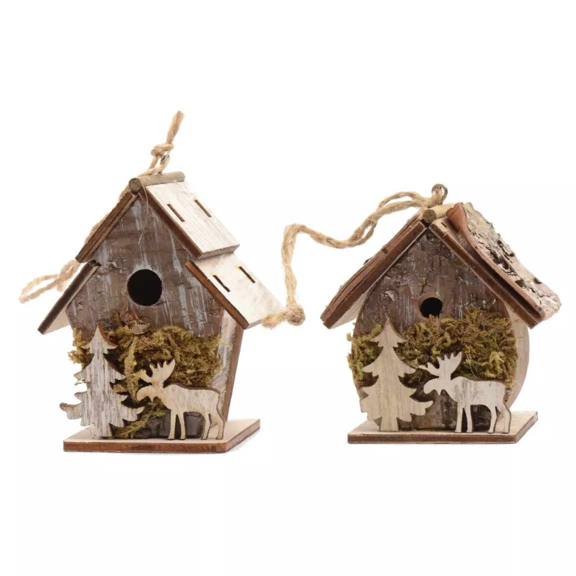 Lot de 2 nichoirs (H7,5 cm) Ecorce à suspendre Marron