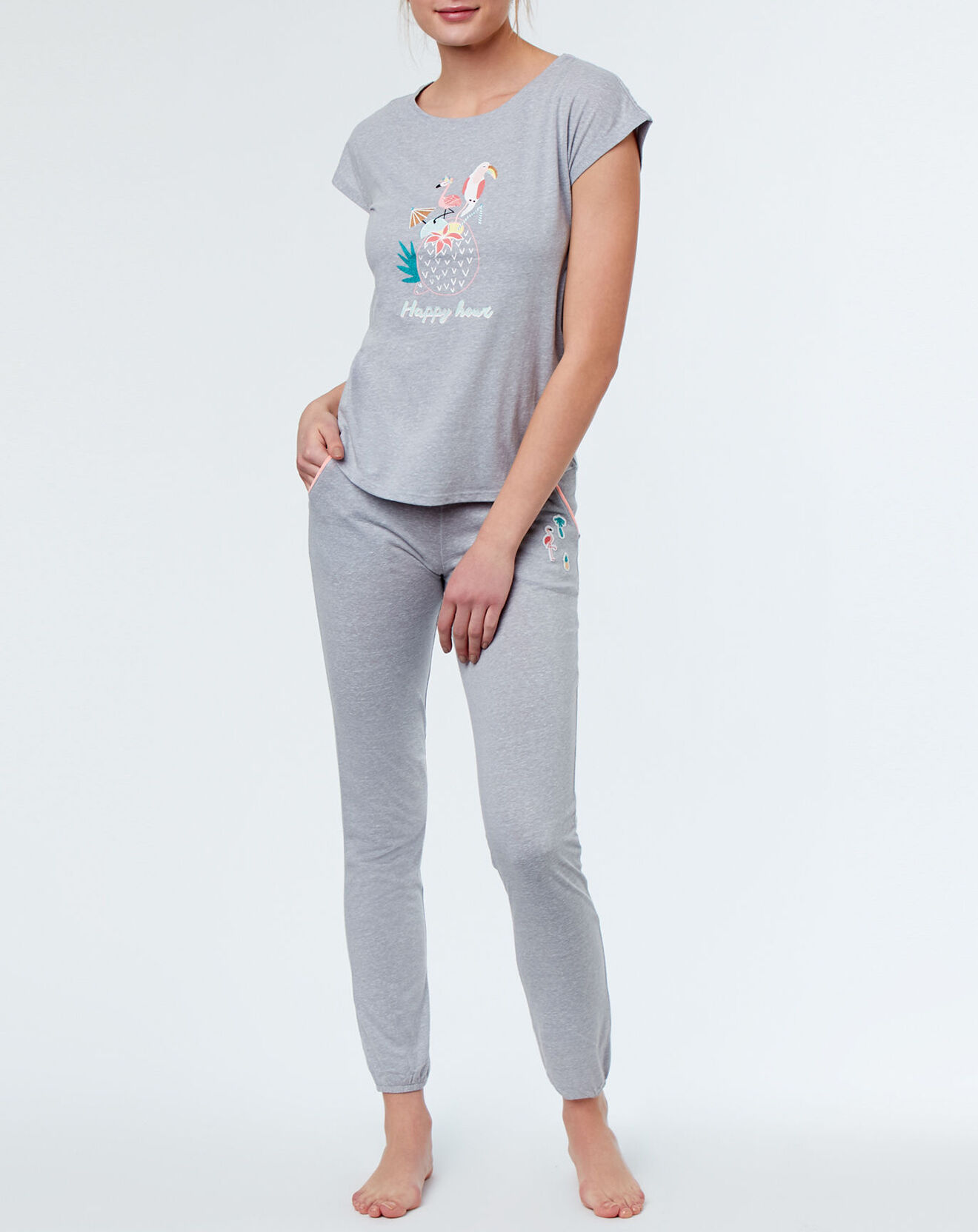 Etam Haut de pyjama Tropic à motif gris