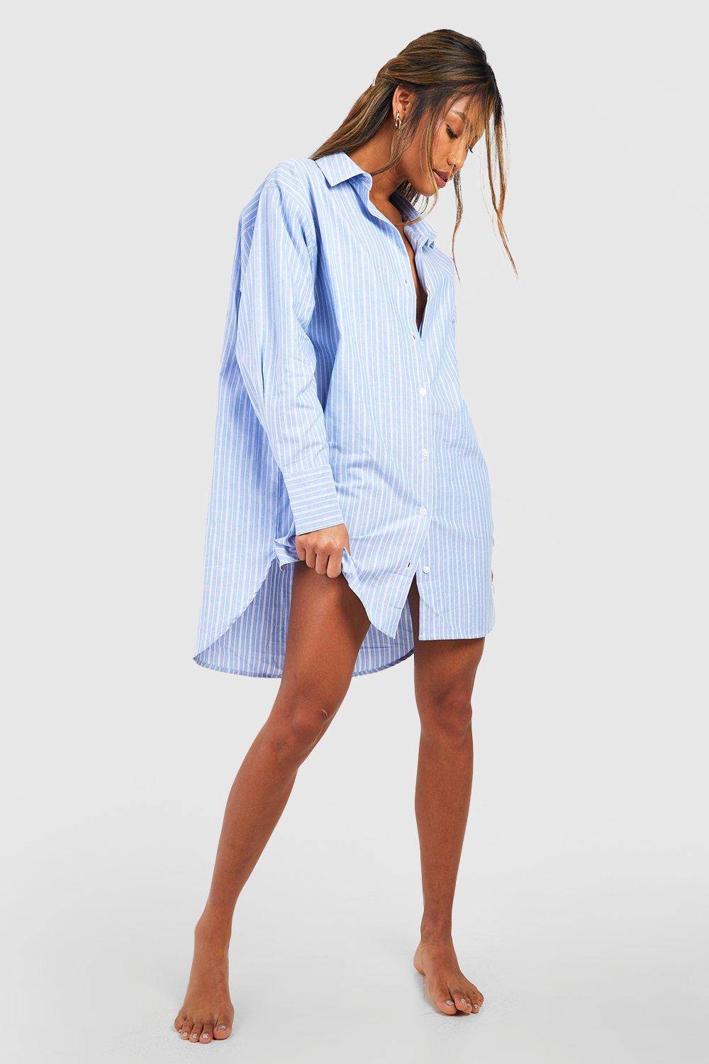 boohoo Chemise de nuit en pyjama surdimensionnée à rayures de coton