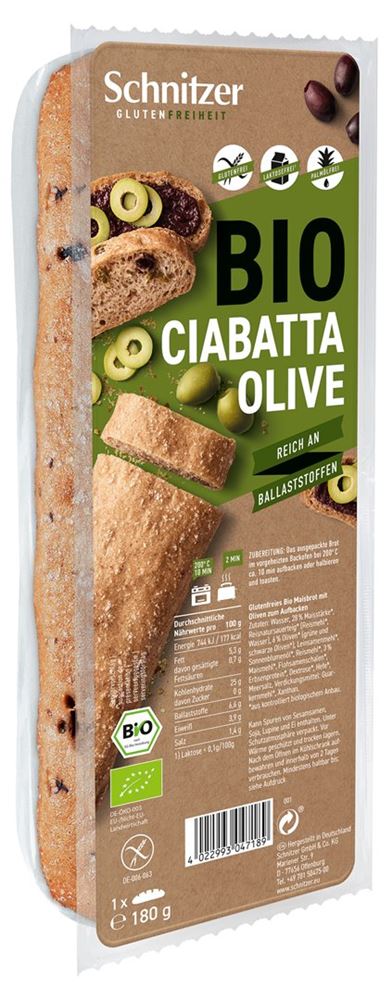 Schnitzer Bio Ciabatta Olive Btl 180 g