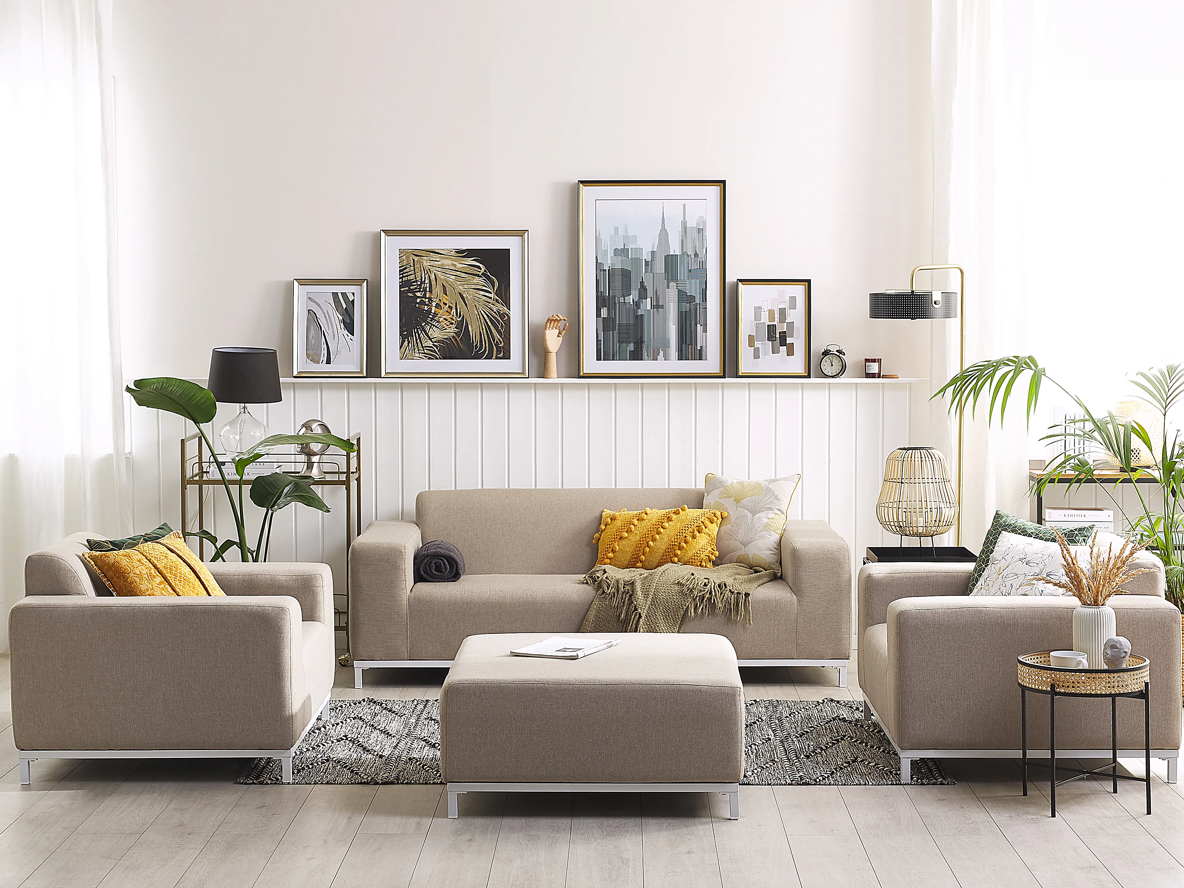 Loungeset met tafel 5-zits ROVIGO Beige