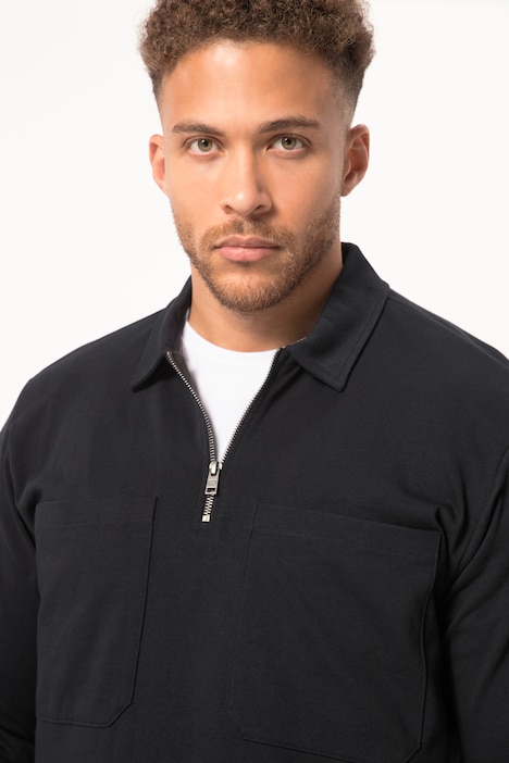 STHUGE Poloshirt, OEKO-TEX, Langarm, Kontrast-Polokragen, bis 8 XL