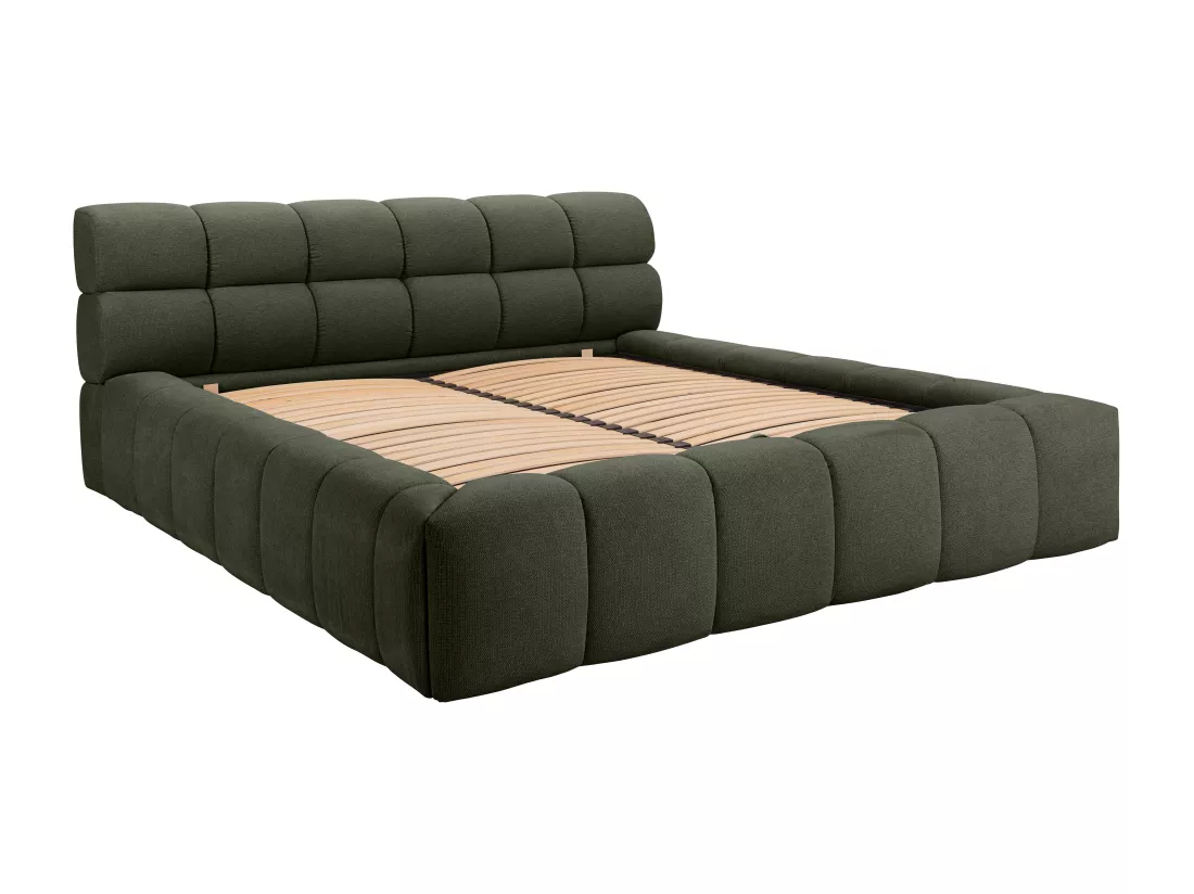 Lit coffre 160 x 200 cm - Tissu - Vert + Matelas - FORVIK de Pascal Morabito