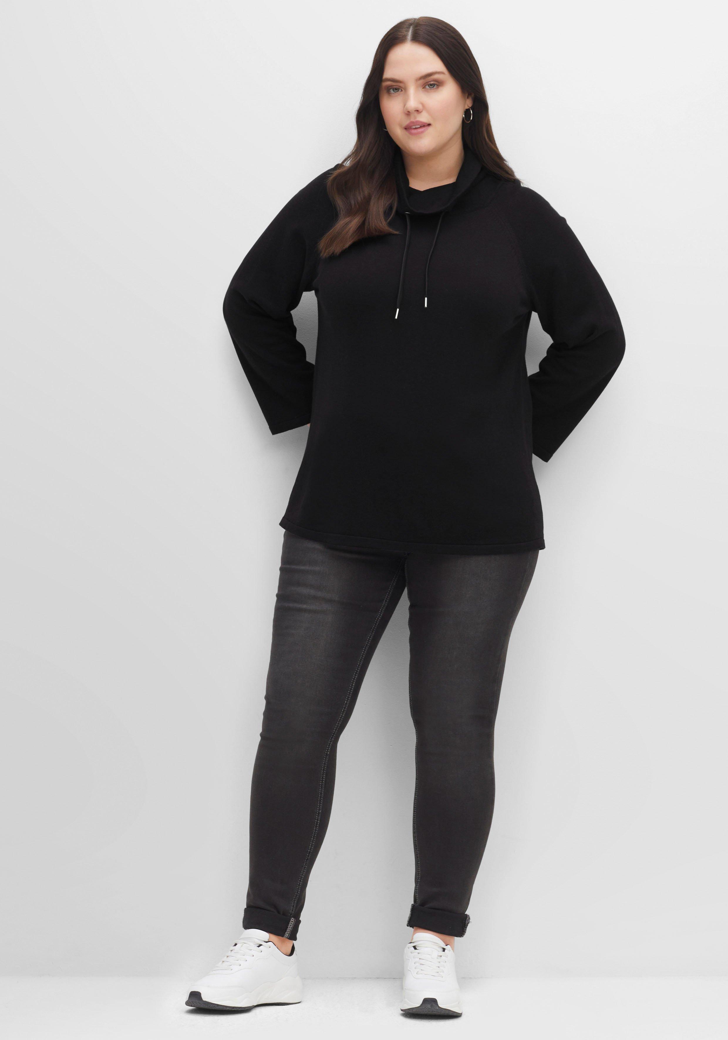 Pullover mit weitem Stehkragen und Tunnelzug