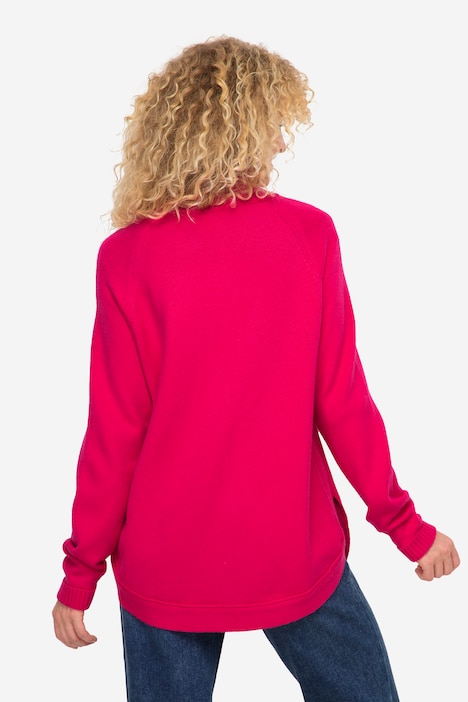 Strickjacke, Stehkragen, Zipper, Seitenschlitze, Langarm
