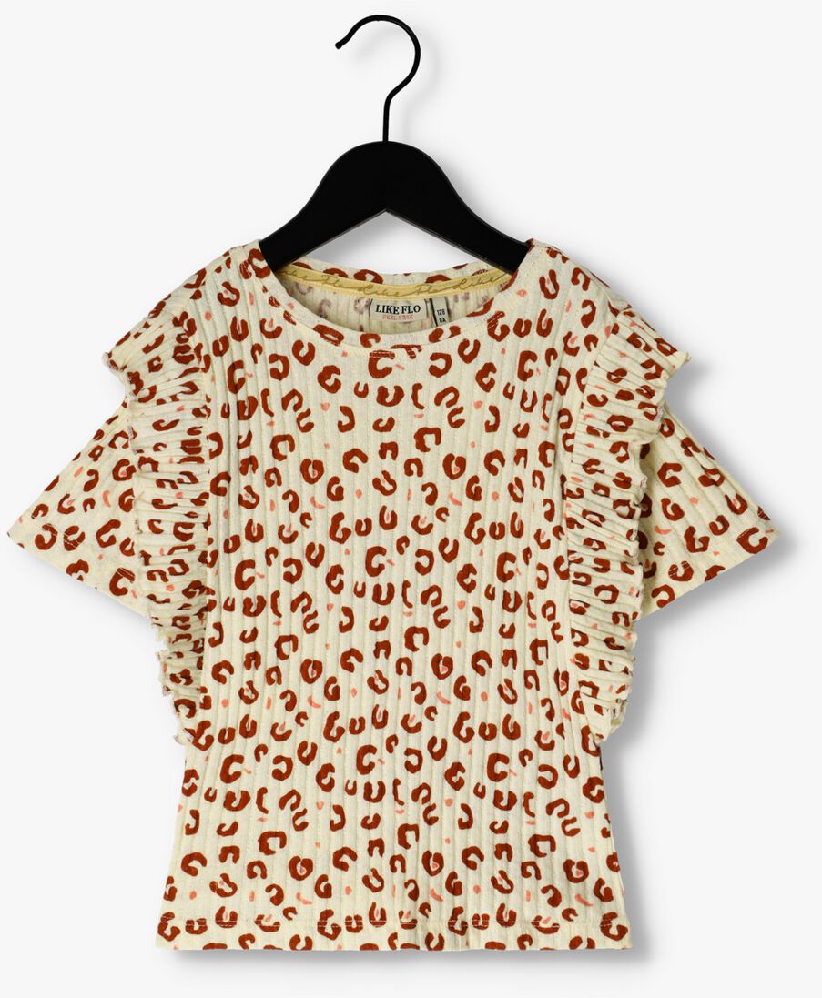 LIKE FLO gele like flo top fancy rib aop ruffle top