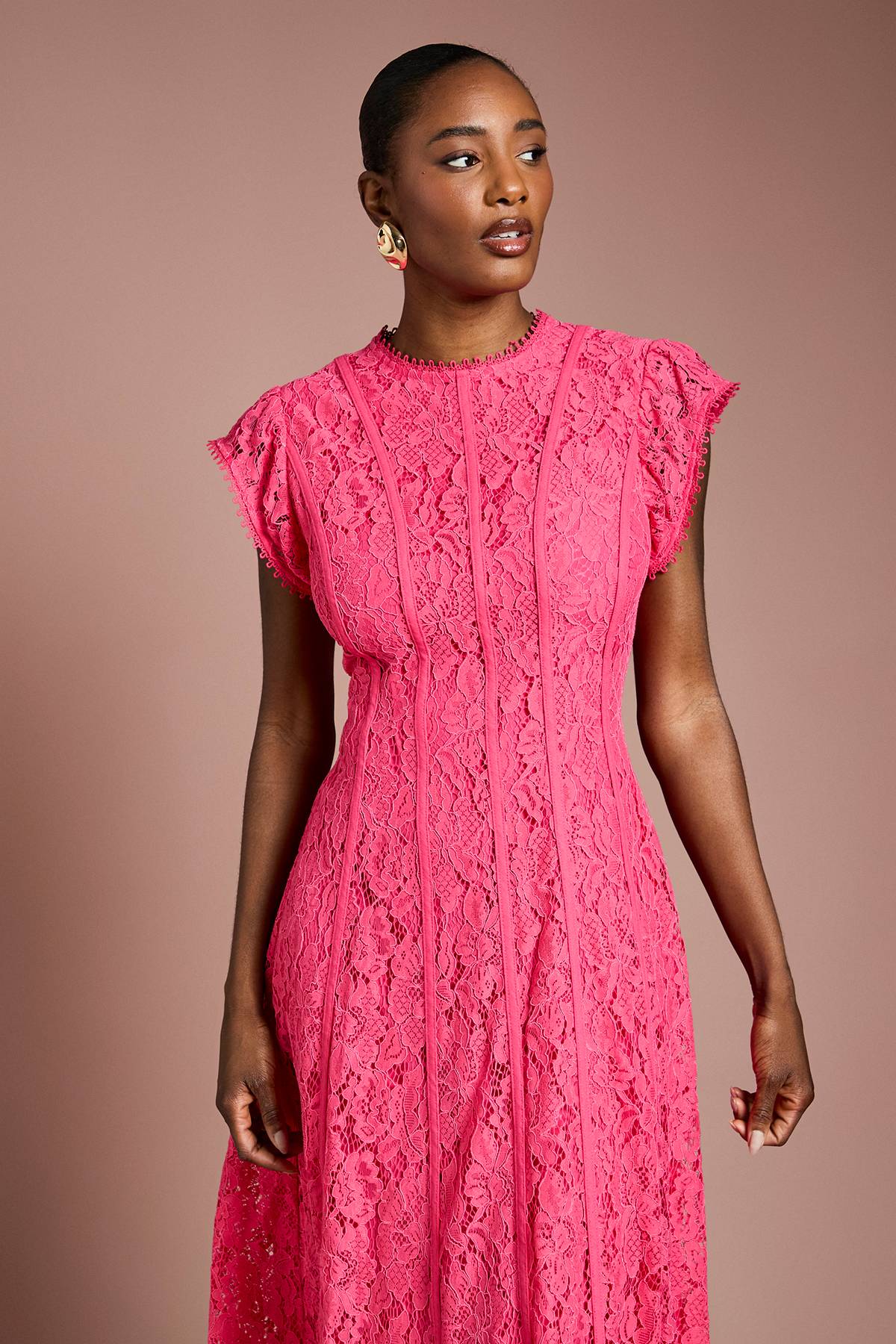 Coast Robe Midi à Panneaux de Dentelle