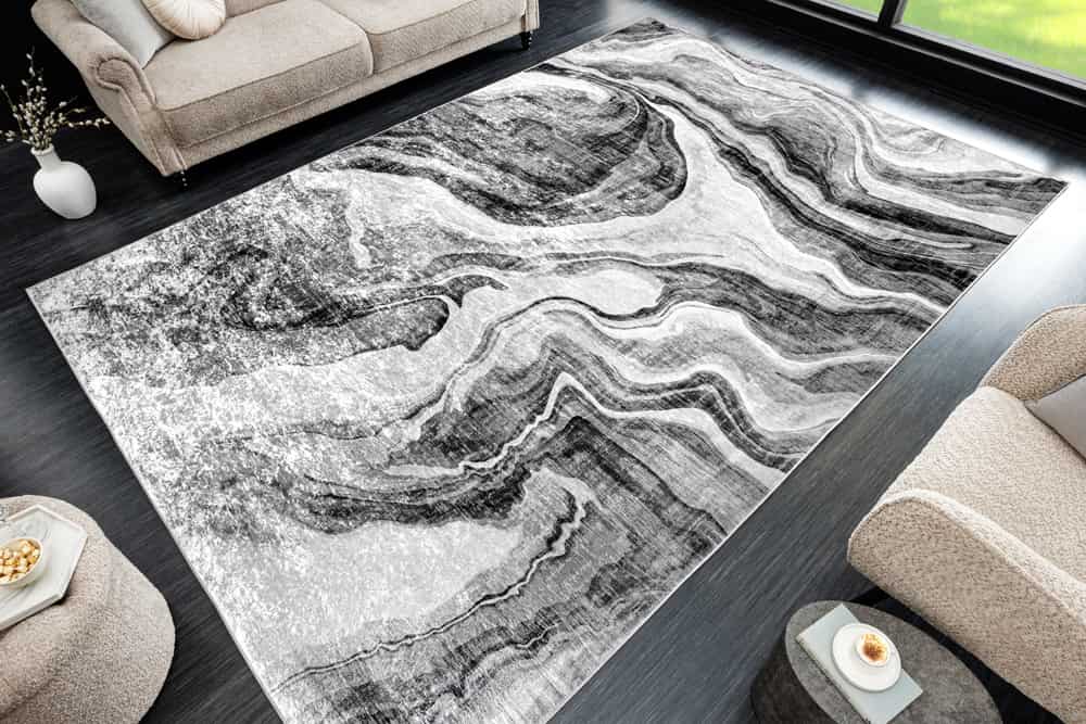 Design XXL Teppich ART RUGS 350x240cm grau weiß Flachgewebe Indoor