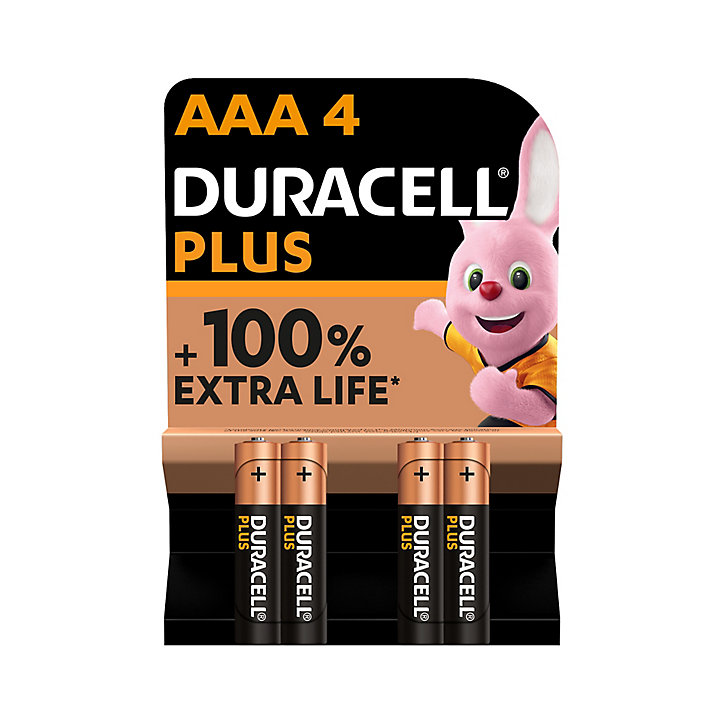 Pile alcaline AAA (LR03) Duracell Plus, lot de 4