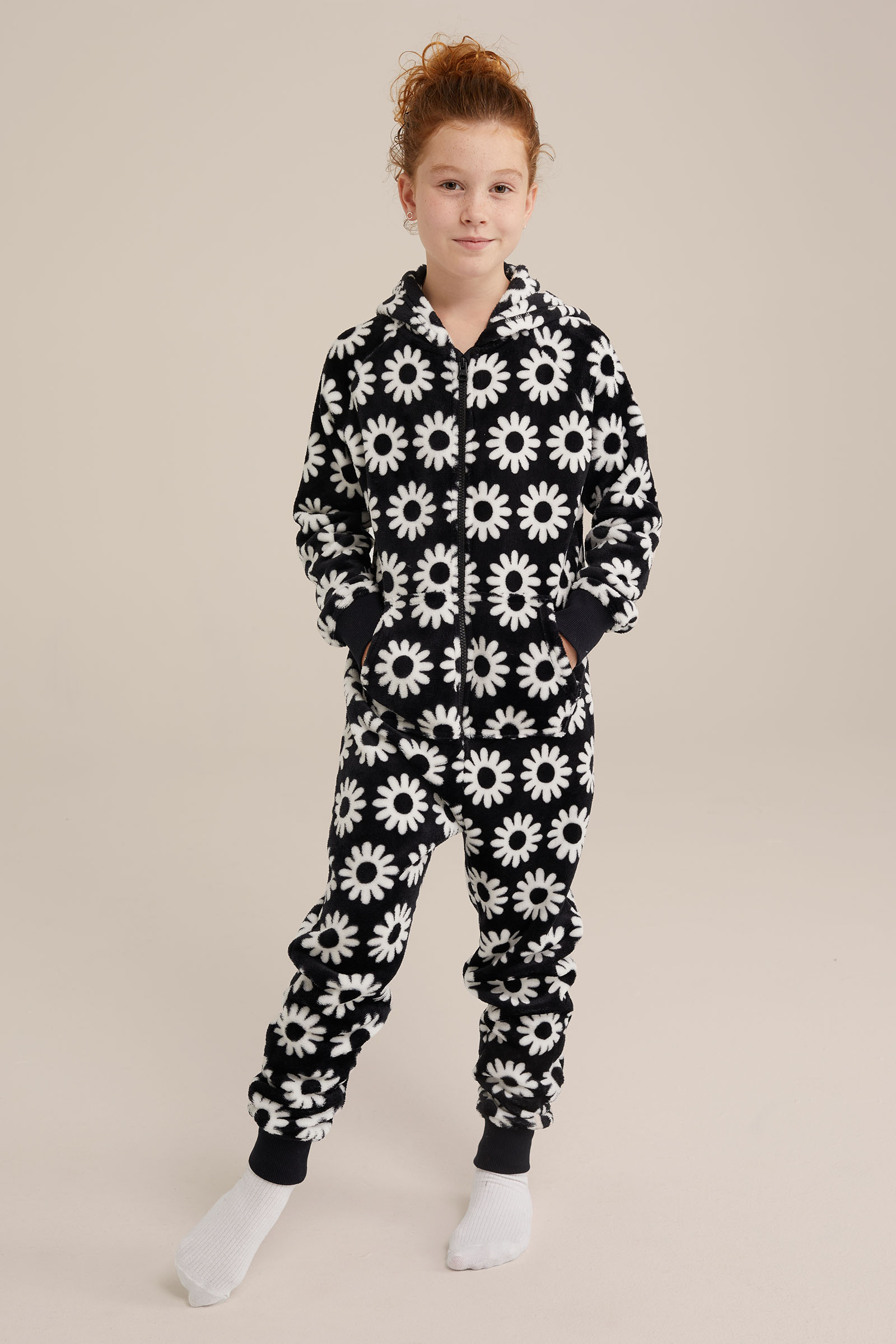 Meisjes onesie met dessin WE Fashion Zwart