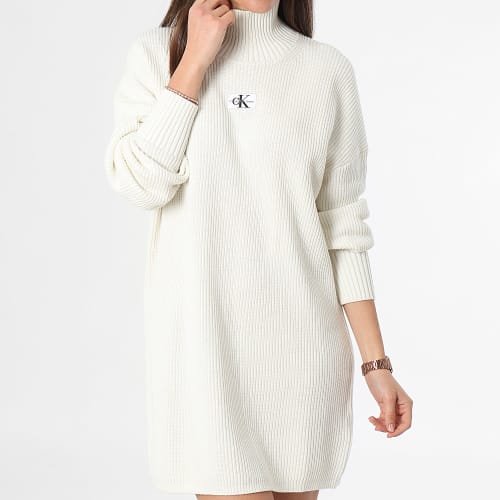 Robe Pull Col Montant Femme 1992 Beige