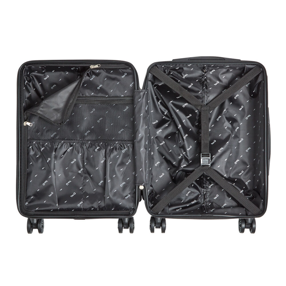 Valise trolley rigide 4 roues bleu marine L. 50 cm
