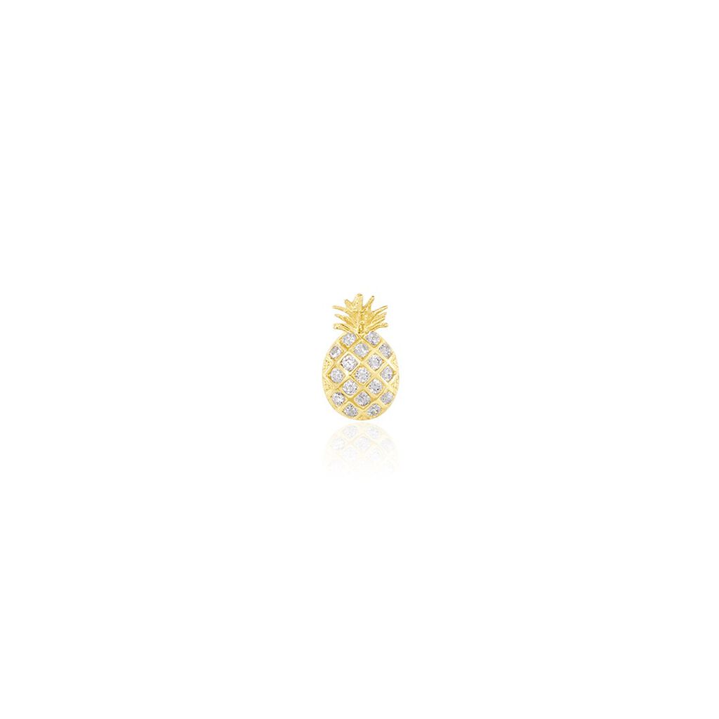 Boucles D'oreille Puce Ani Or Jaune Oxyde De Zirconium
