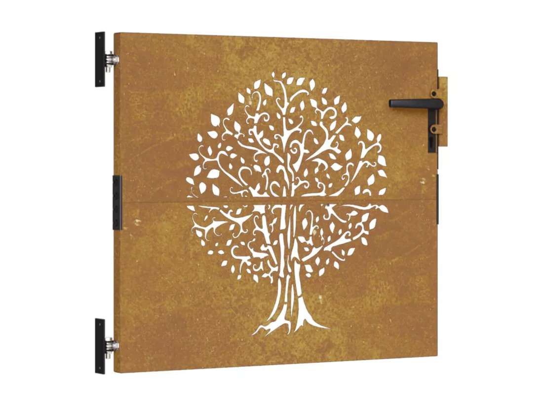 Portail de jardin 85x75 cm acier corten conception d'arbre