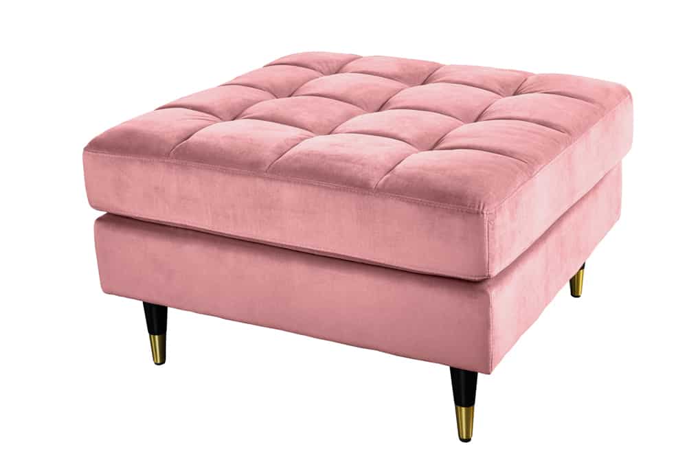 Design Hocker COZY VELVET 80cm altrosa gold Samt Metallfüße