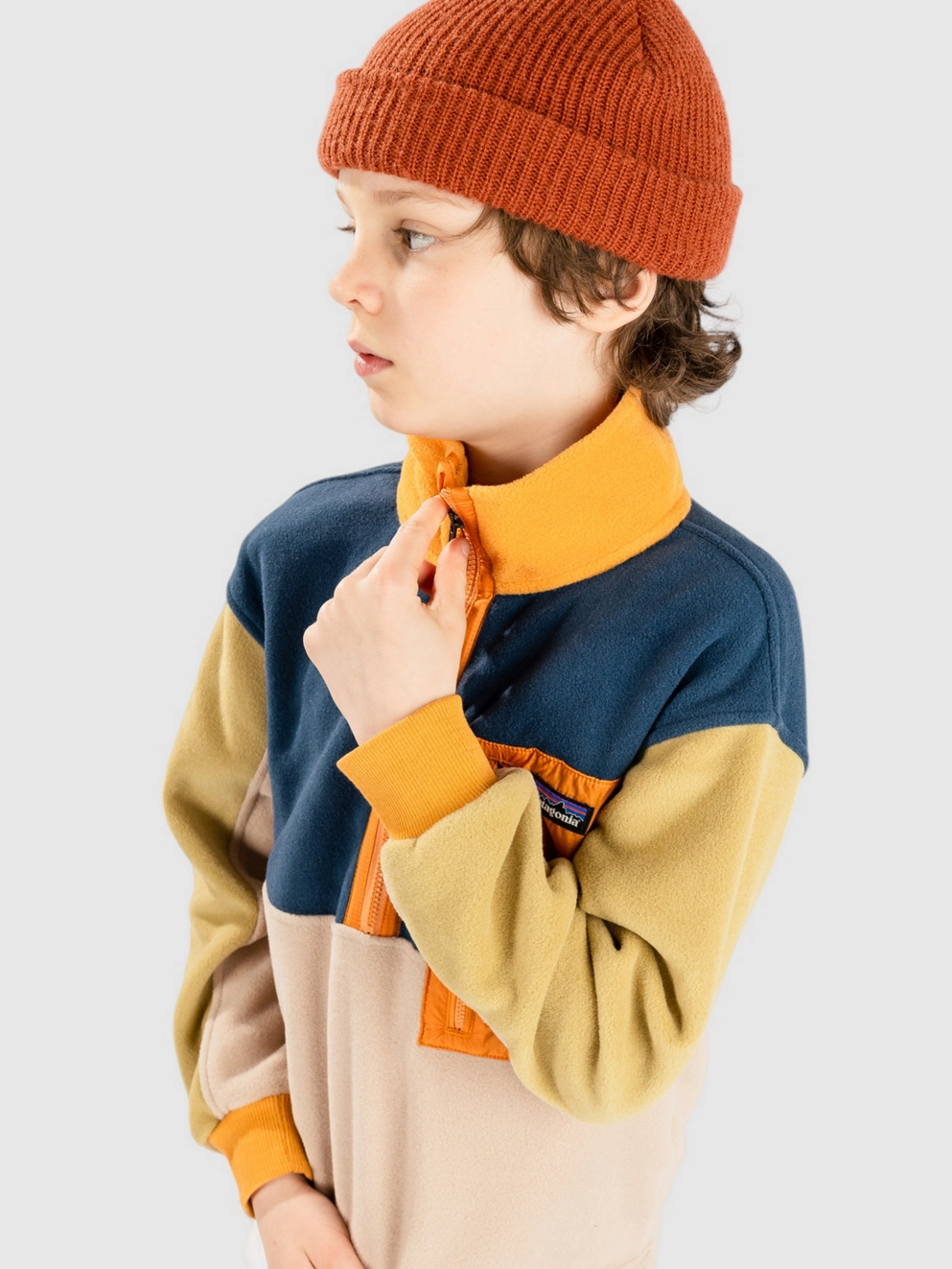 Patagonia Microdini 1/2 Kids Zip Hoodie pampas tan