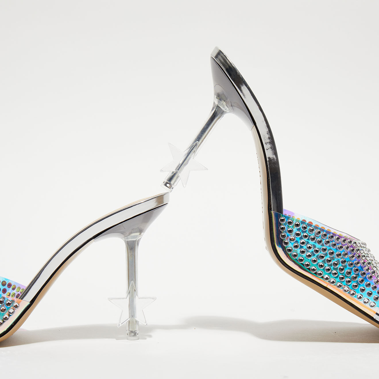 Mach & Mach Mules à Strass argentées - Talon 9 cm