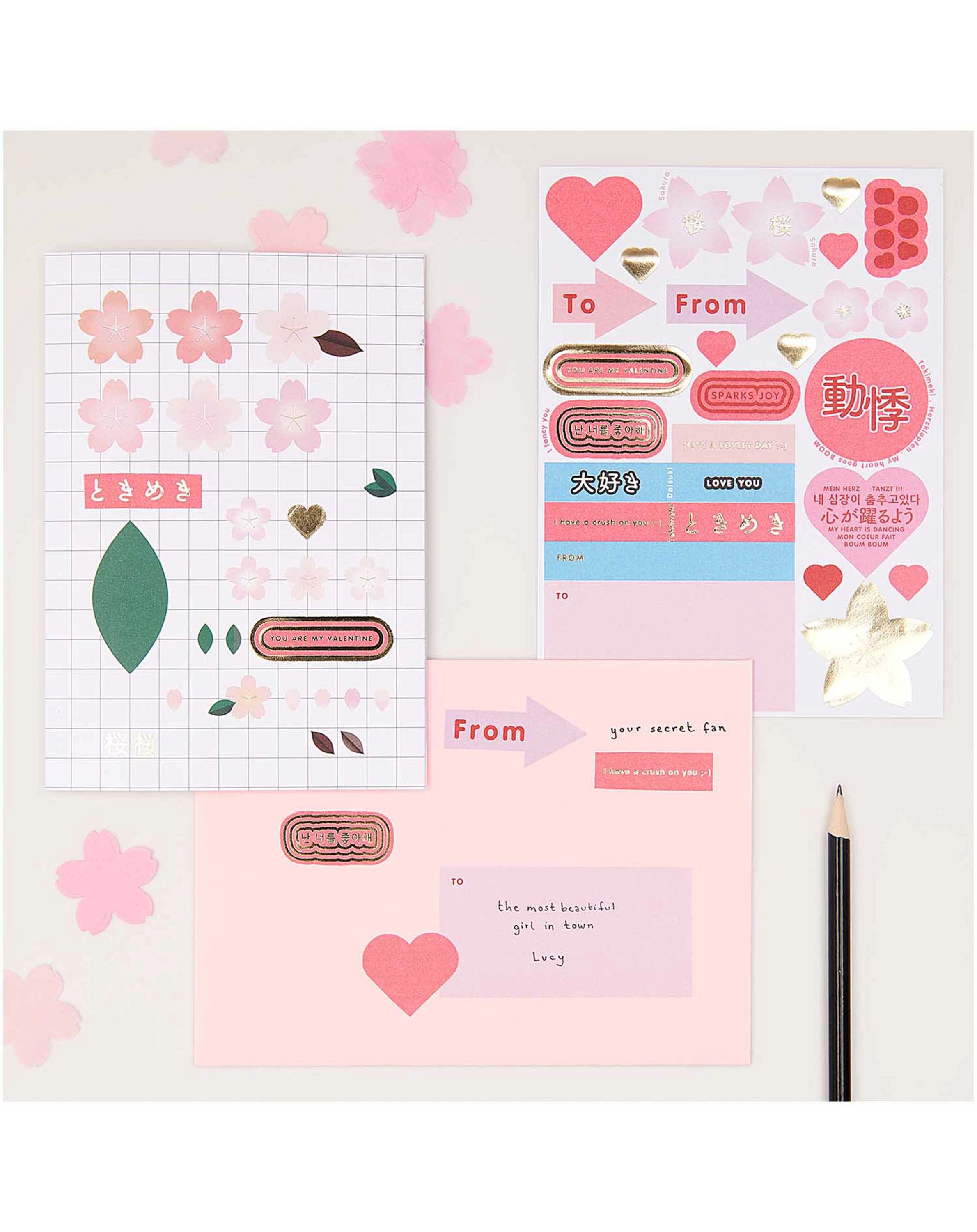 Grußkartenset DIY SAKURA SAKURA 4-teilig in rosa