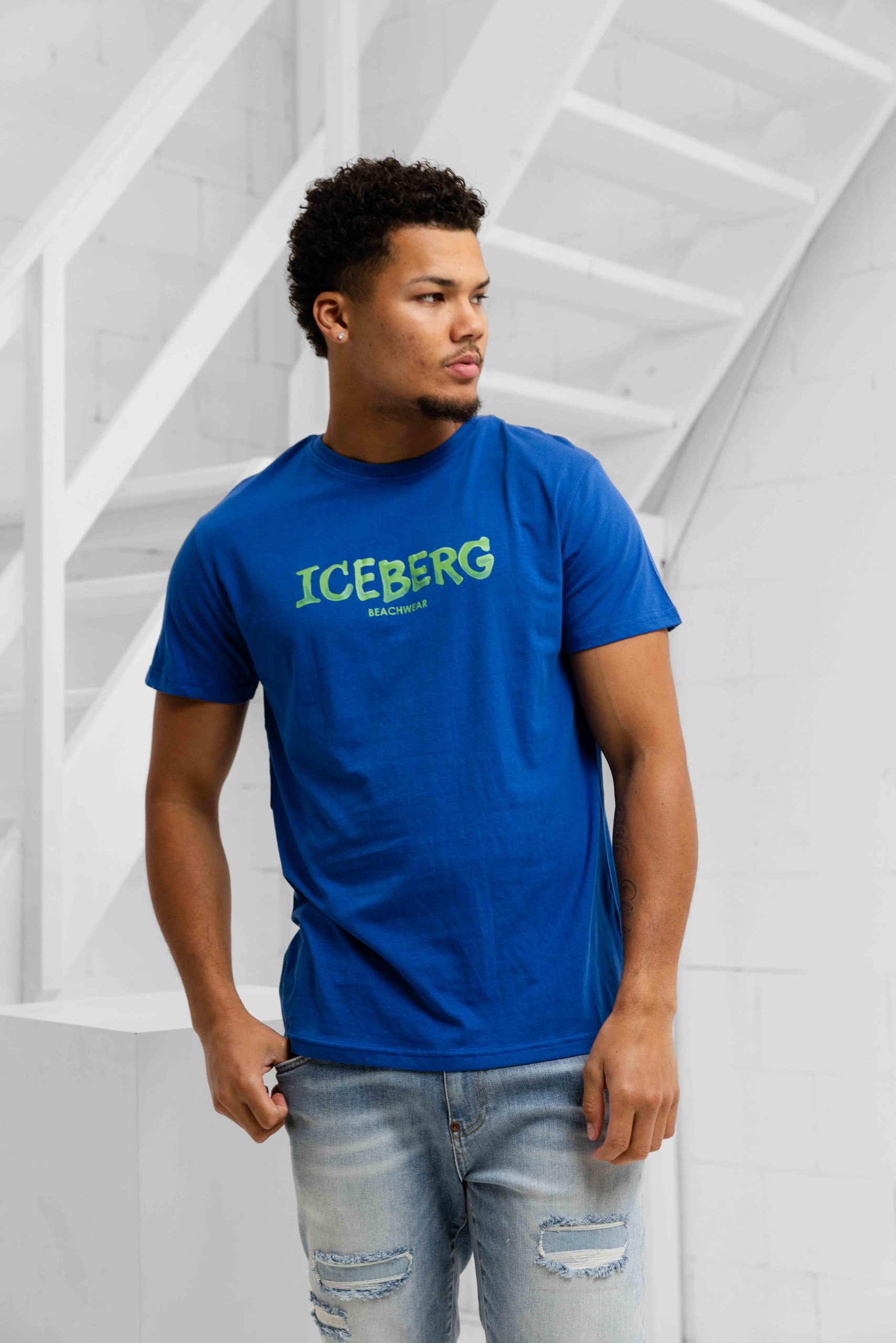 Iceberg Vertical T-Shirt Heren Blauw