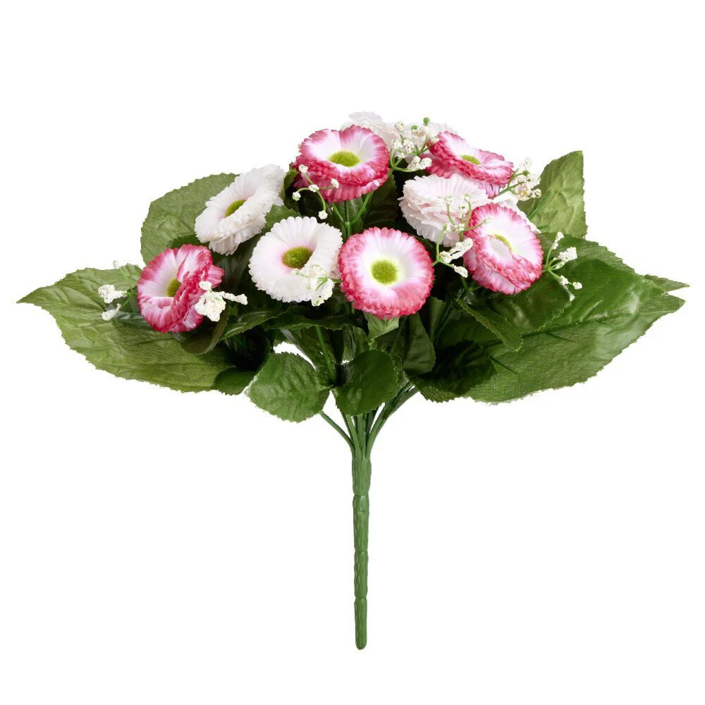 Bouquet fleurs artificielles paquerettes 20 têtes H30cm