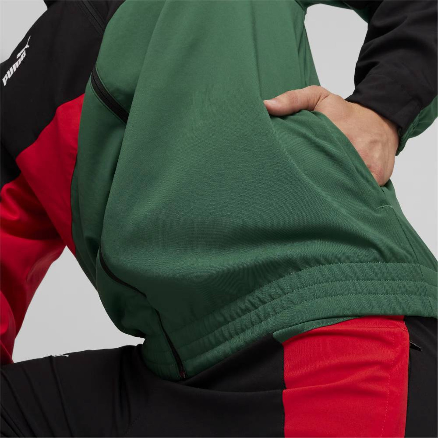 PUMA Marokko Woven Trainingspak 2023-2024 Zwart Donkergroen Rood