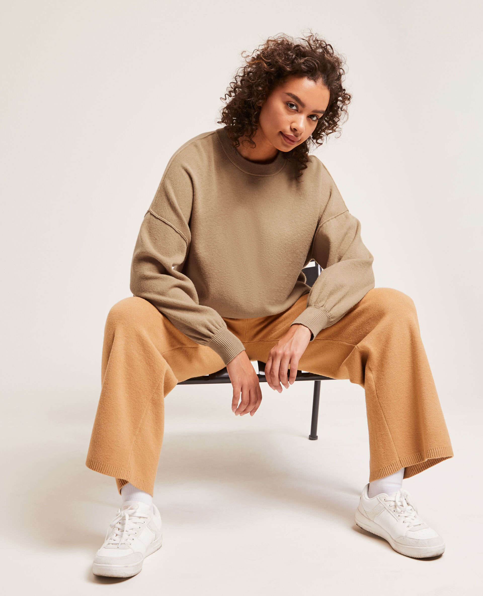 Pull large en maille - Marron