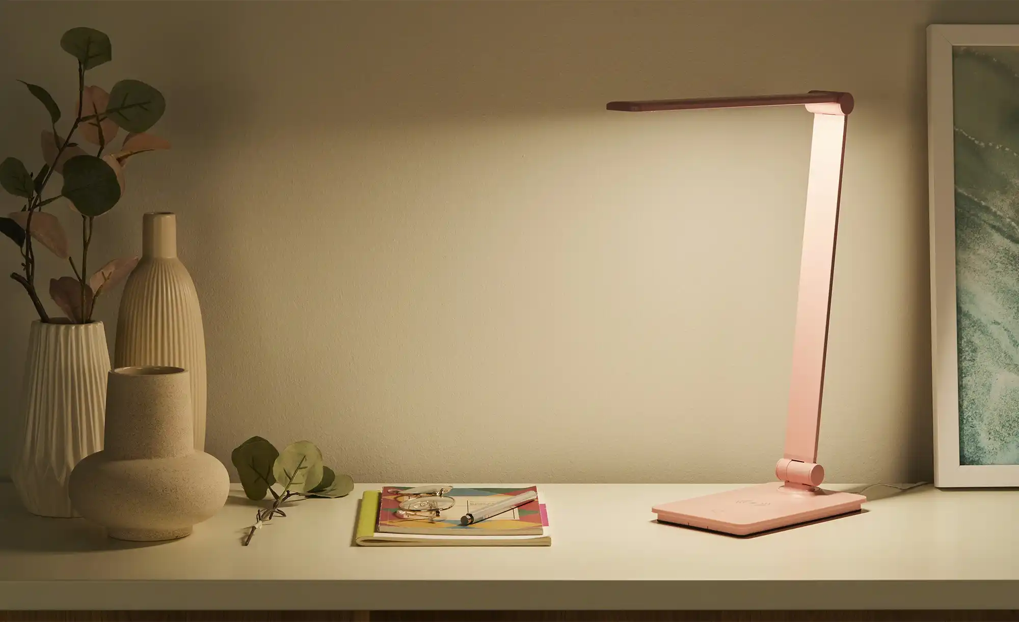 KHG LED-Tischleuchte, Pink mit Qi-Charger