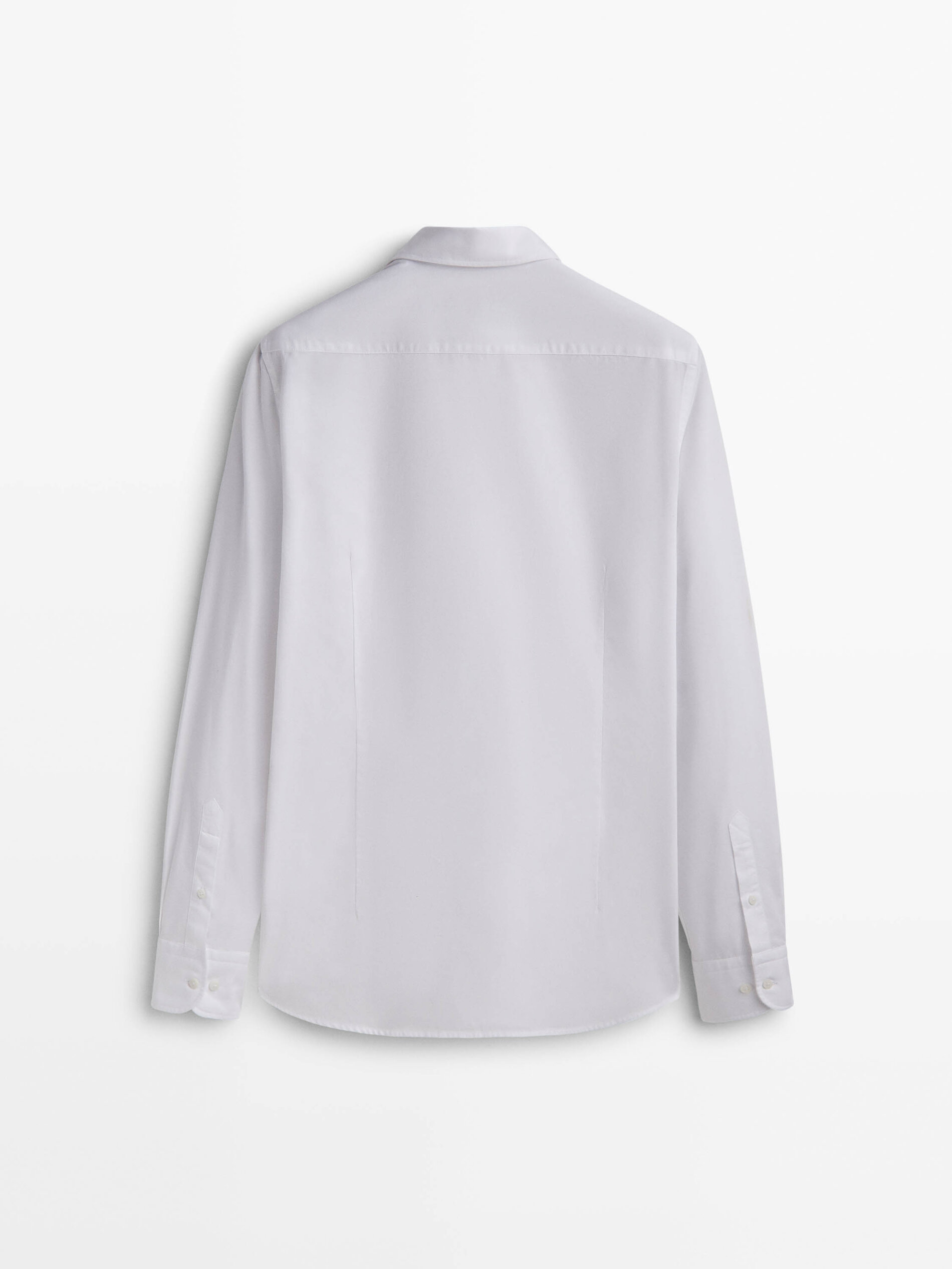 Camisa de algodão texturizado com modelagem slim fit - BRANCA