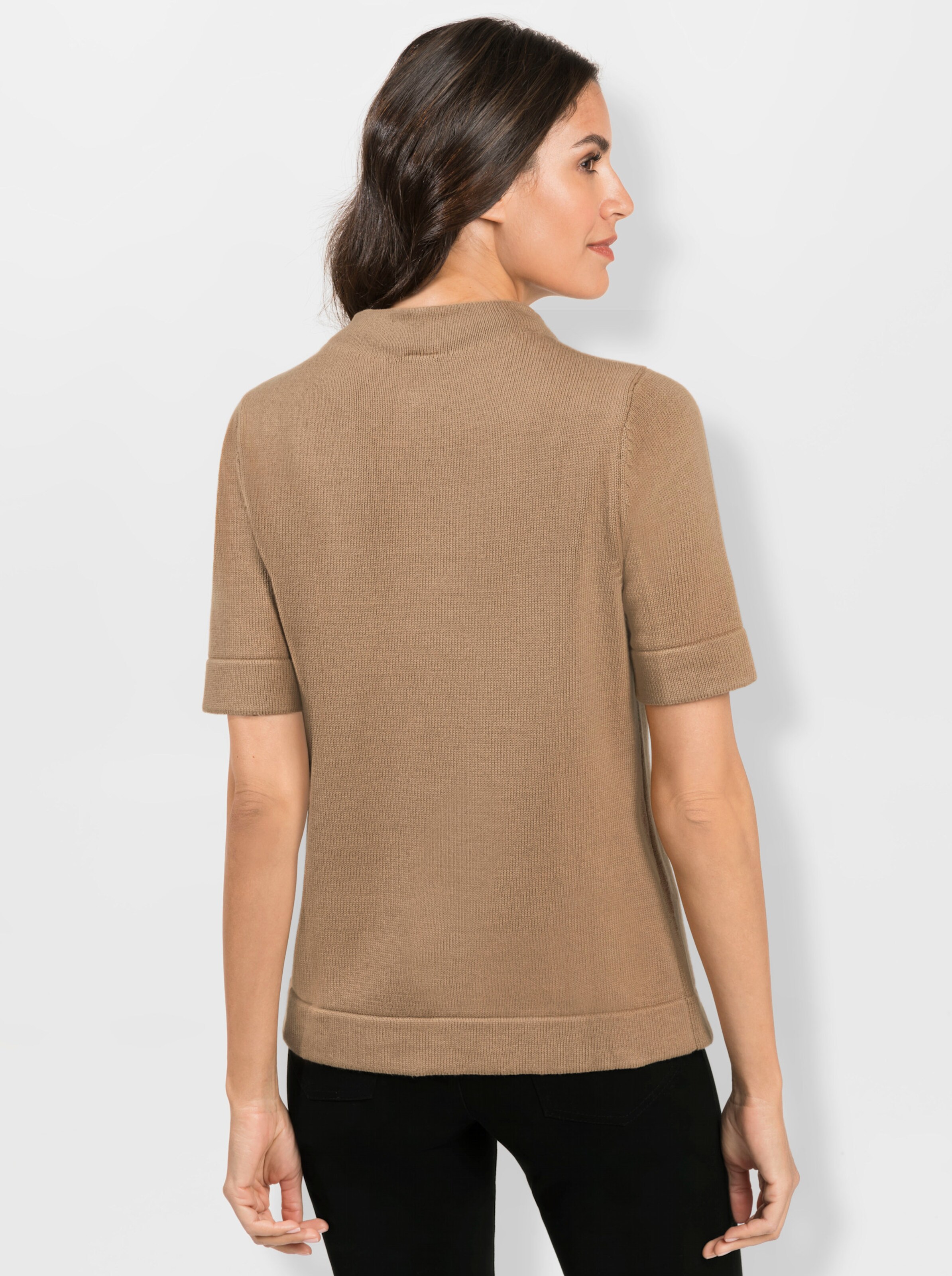 Stehkragenpullover mit Halbarm
